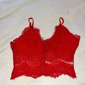 Red Corded Lace Cami Bralette